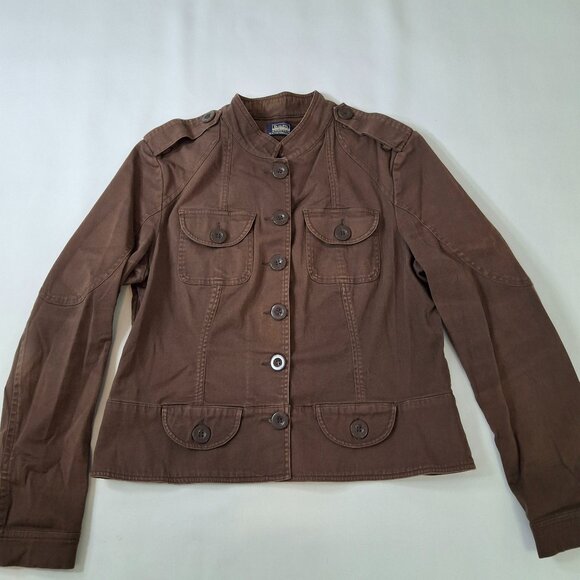 Vintage Womens Utility Military Cargo Jacket Sz L Cotton Cozy Casual Gorpcore - Picture 2 of 12